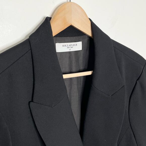 MM. Lafleur Womens The Roxane Double Breasted Blazer Size 2X Black Twill Career - Picture 6 of 14